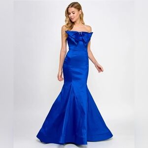 Strapless Royal Blue Mermaid Evening Prom Dress / Gown